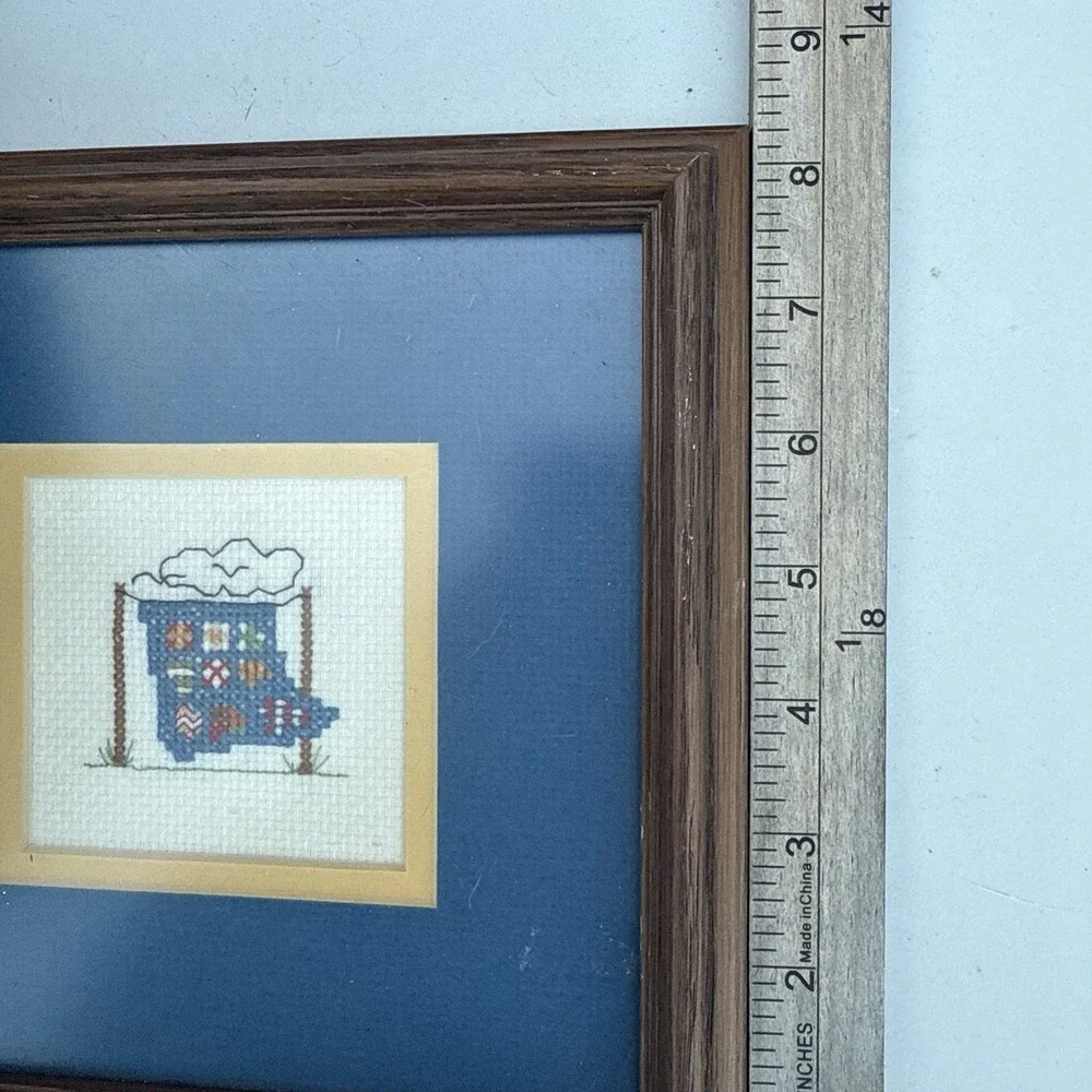 Mini Needlepoint Art Framed And Matted Of A Quite Country Chic Handmade - Picture 6 of 7
